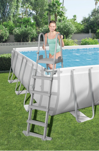 Каркасний басейн Bestway Power Steel Frame 732 х 366 х 132 см зі сходами  56475 фото